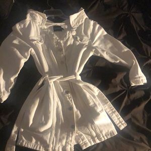 White Denim Off the Shoulder Dress